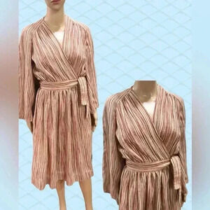 Vintage 70’s Les Wilk LW 2 hippie boho wrap striped dress-S